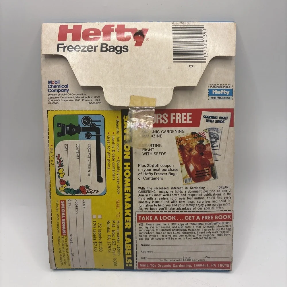 Vtg 80's HEFTY Freezer Bags Clear Ties 4x12